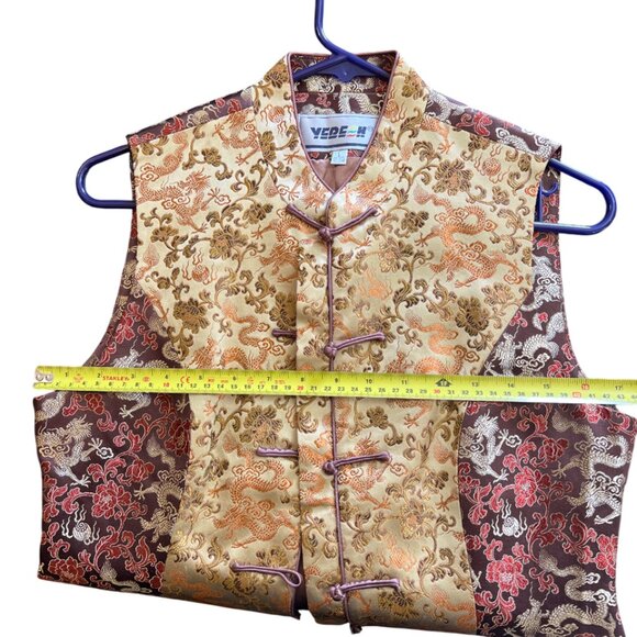 Beautiful (YERE H) Asian Style Dragon Floral Gold and Orange Corset Vest - Picture 10 of 16